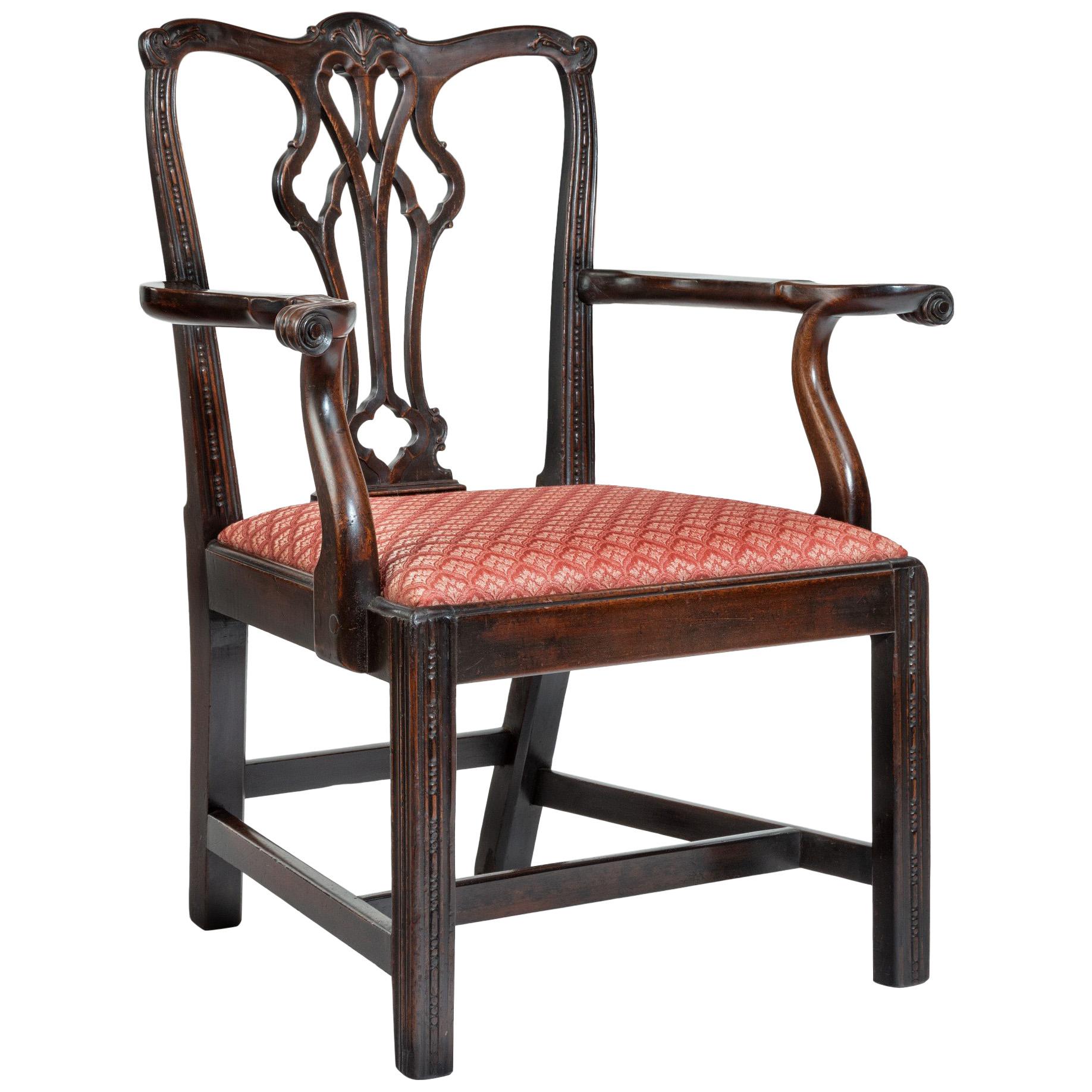 Georgian Chippendale Style Mahogany Armchair For Sale
