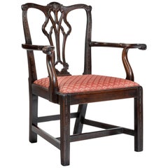Antique Georgian Chippendale Style Mahogany Armchair