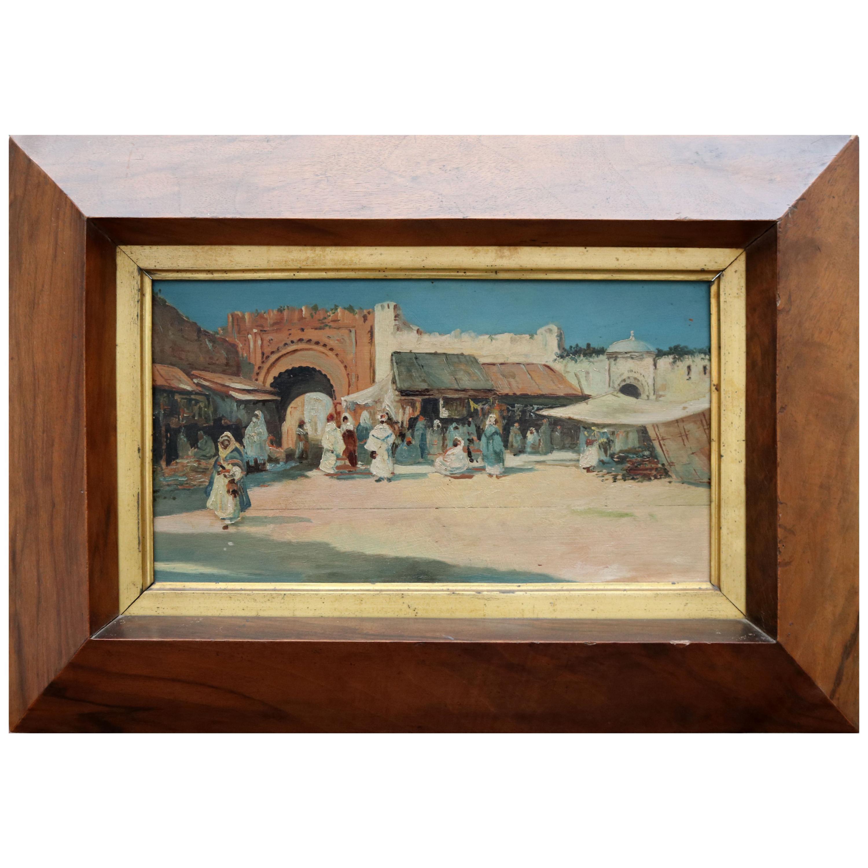 19th Century French Oil on Wood Orientalist Painting with Frame