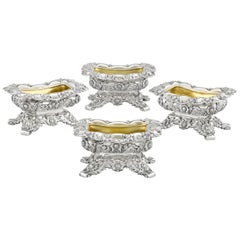 Antique Chrysanthemum Silver Master Salts by Tiffany & Co.