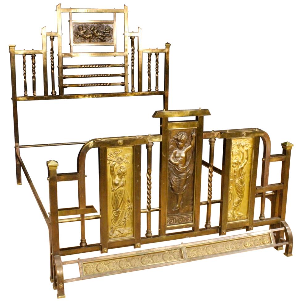 20th Century Gilt Metal, Bronze and Brass Italian Double Bed, 1950