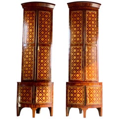 Rare 18th Century Dutch Corner Cabinets Pair of Inlaid Marquetry Monumental