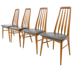 Set of Four Teak and Leather Dining Chairs Eva by Niels Koefoed, Denmark