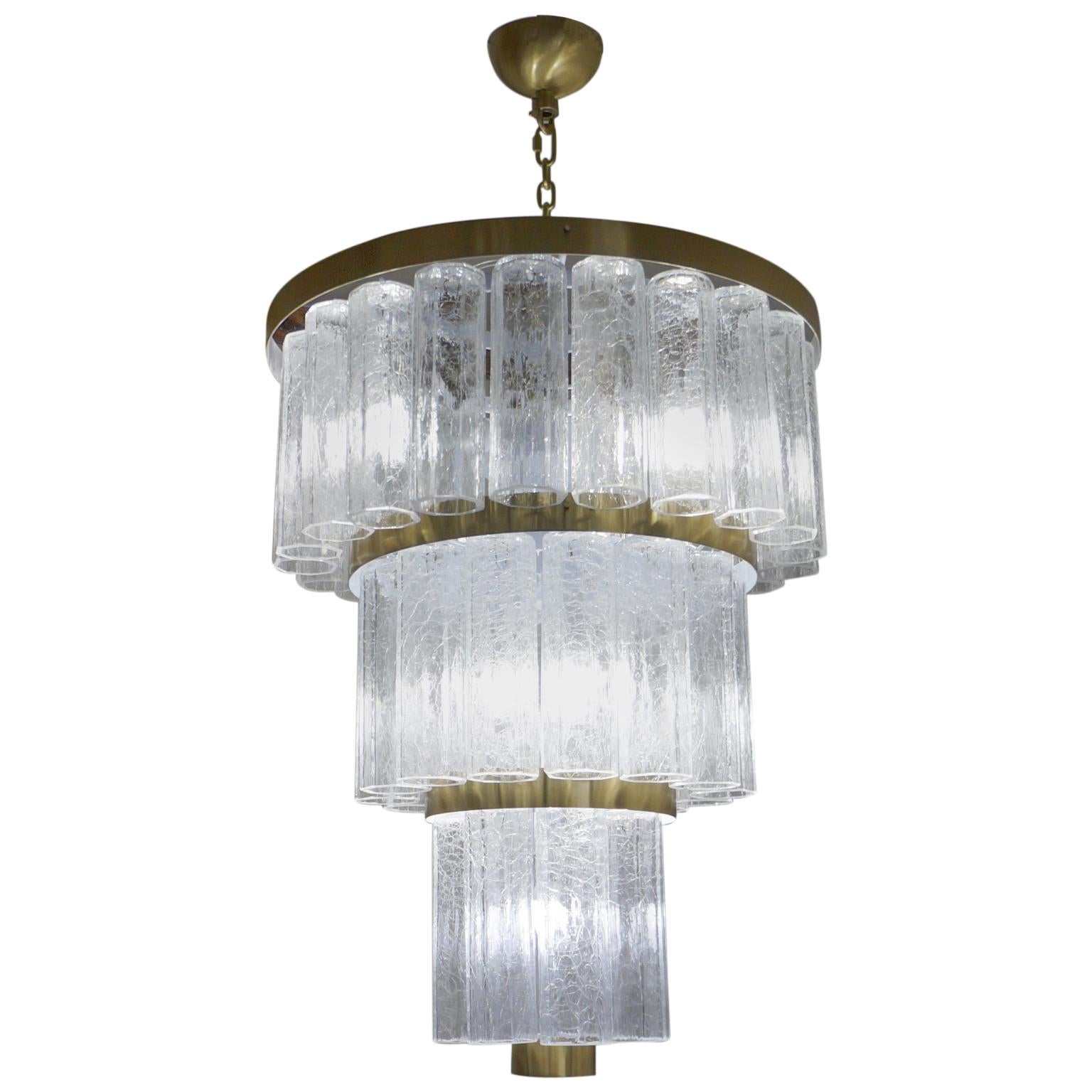 Toso Murano Mid-Century Modern Crystal Murano Glass Chandelier, 1984er Jahre