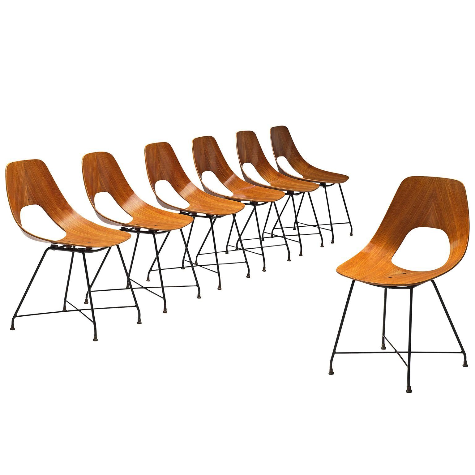Saporiti Set of 'Ariston' Dining Chairs in Teak