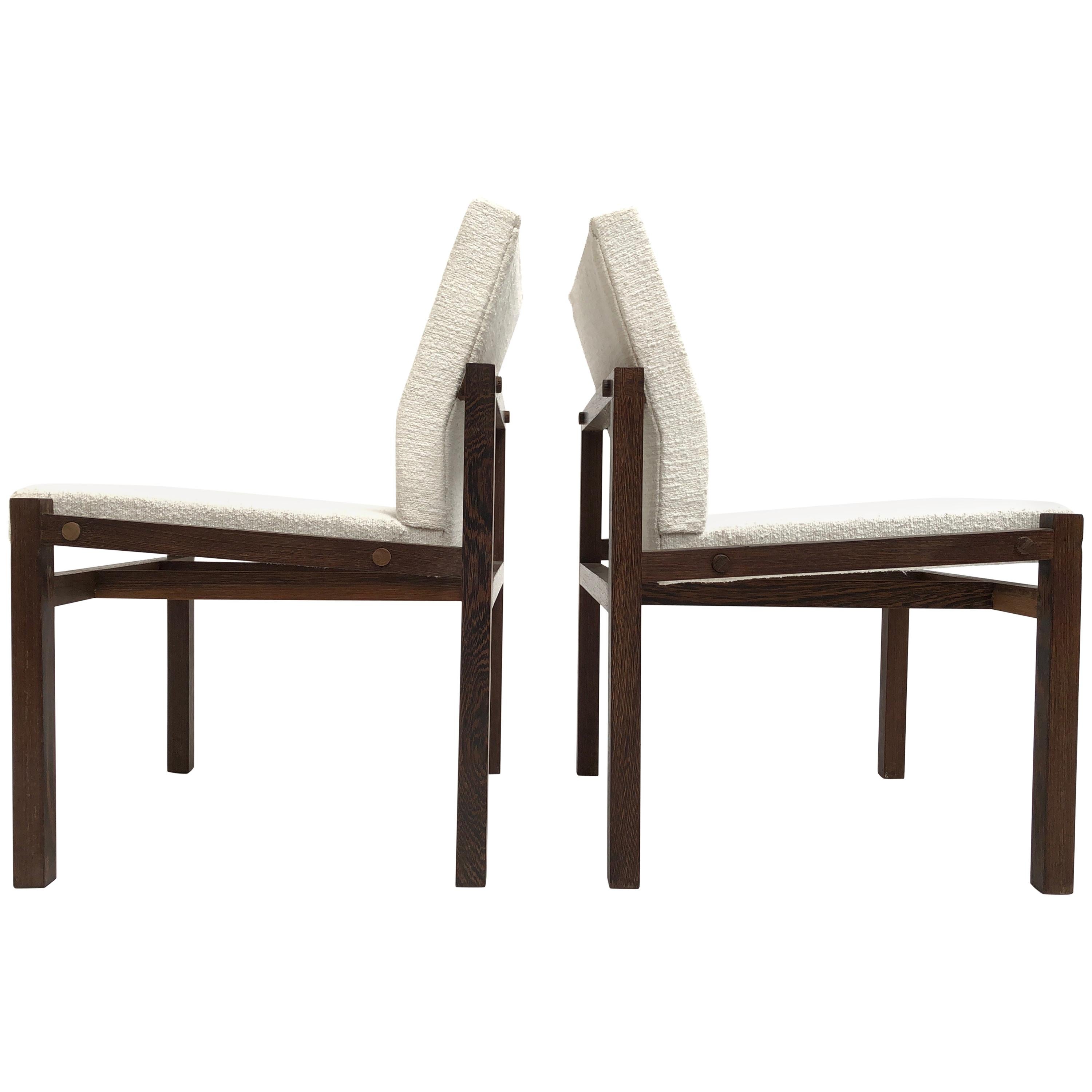 Dutch 1960s Lounge Chairs in Solid Wenge Wood and New Pure Wool Upholstery