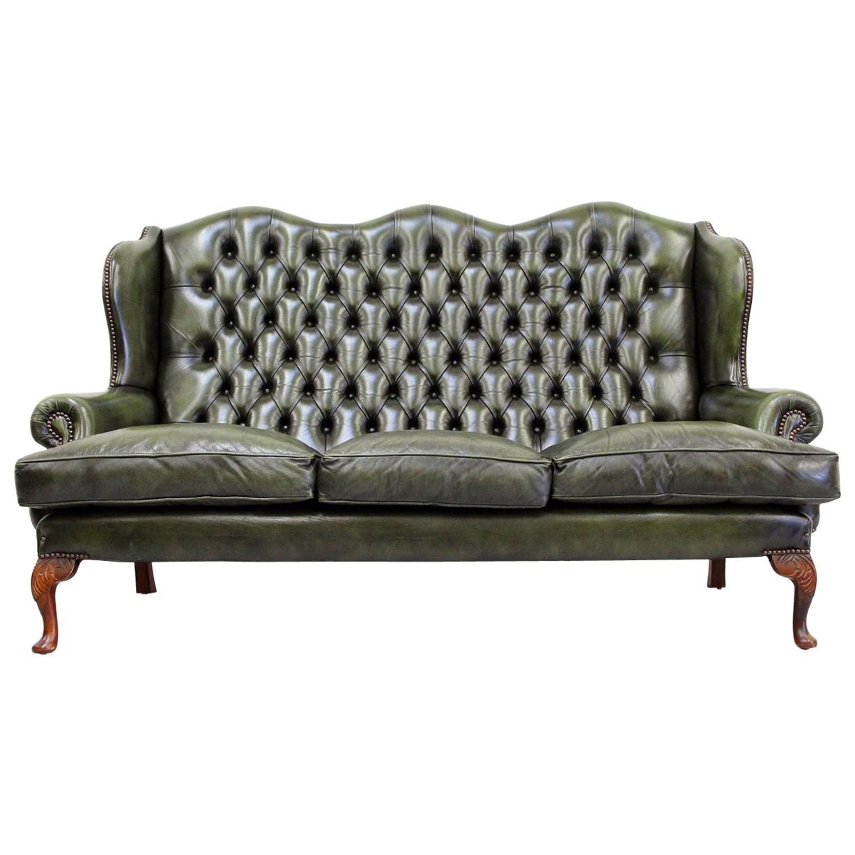 Chesterfield Vintage Chippendale English Sofa Leder Antik Couch For Sale