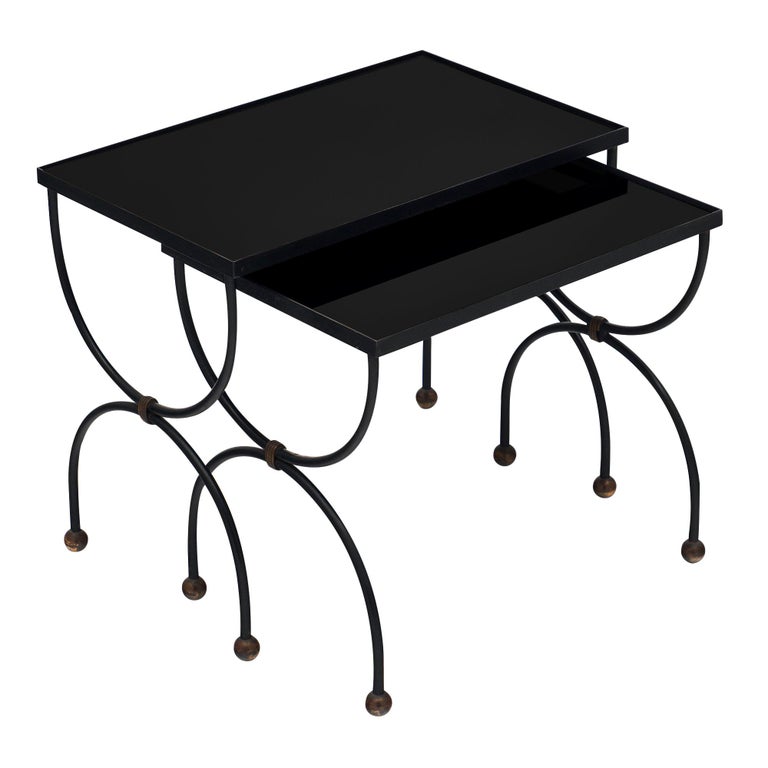 Black Glass Art Deco Period Nesting Tables at 1stDibs