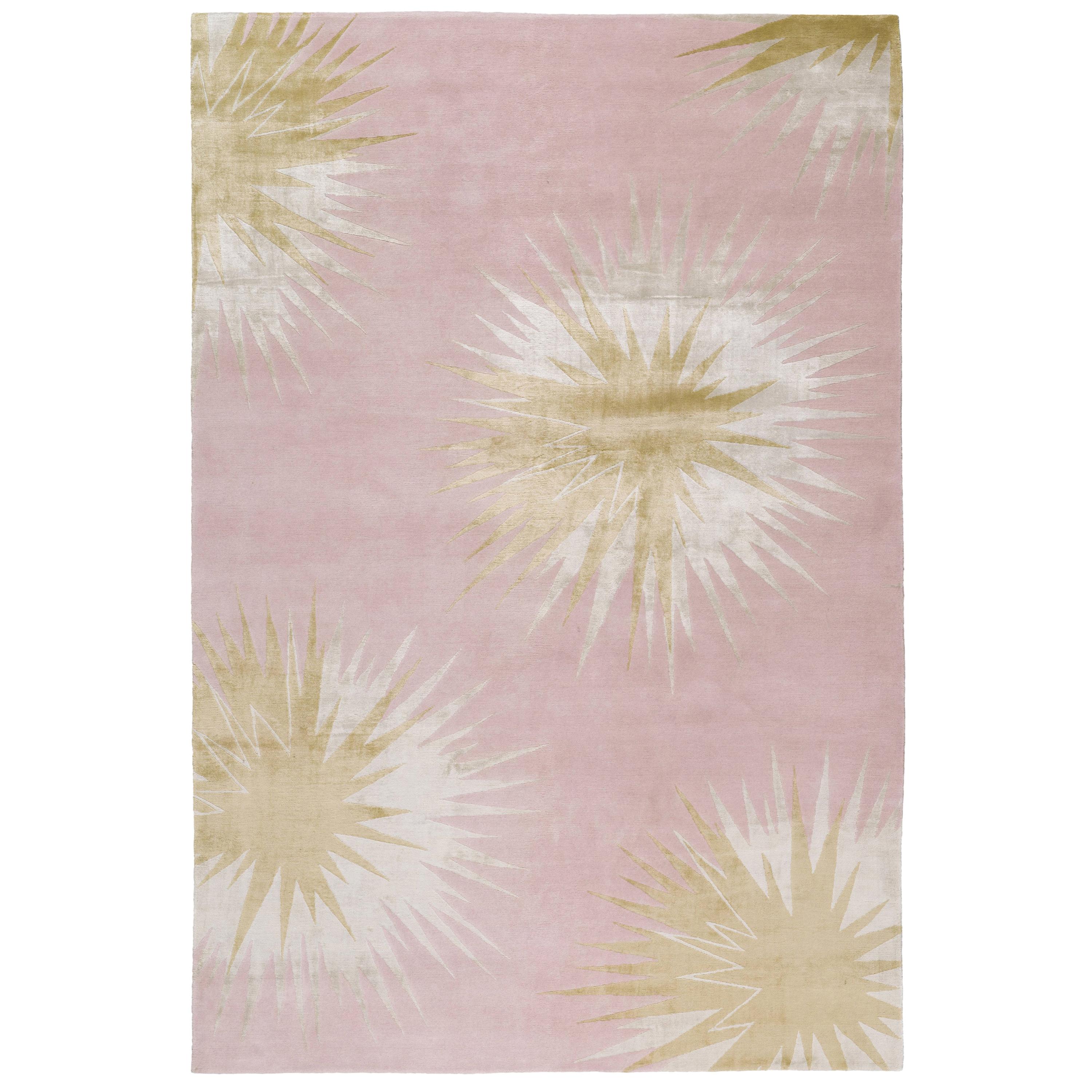 Thistle Gold Hand-Knotted 9x6 Rug in Wool and Silk by Vivienne Westwood For Sale