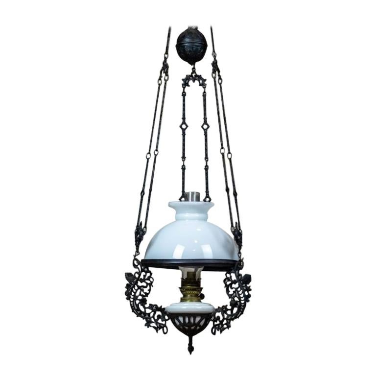 19th Century Hanging Kerosene Lamp