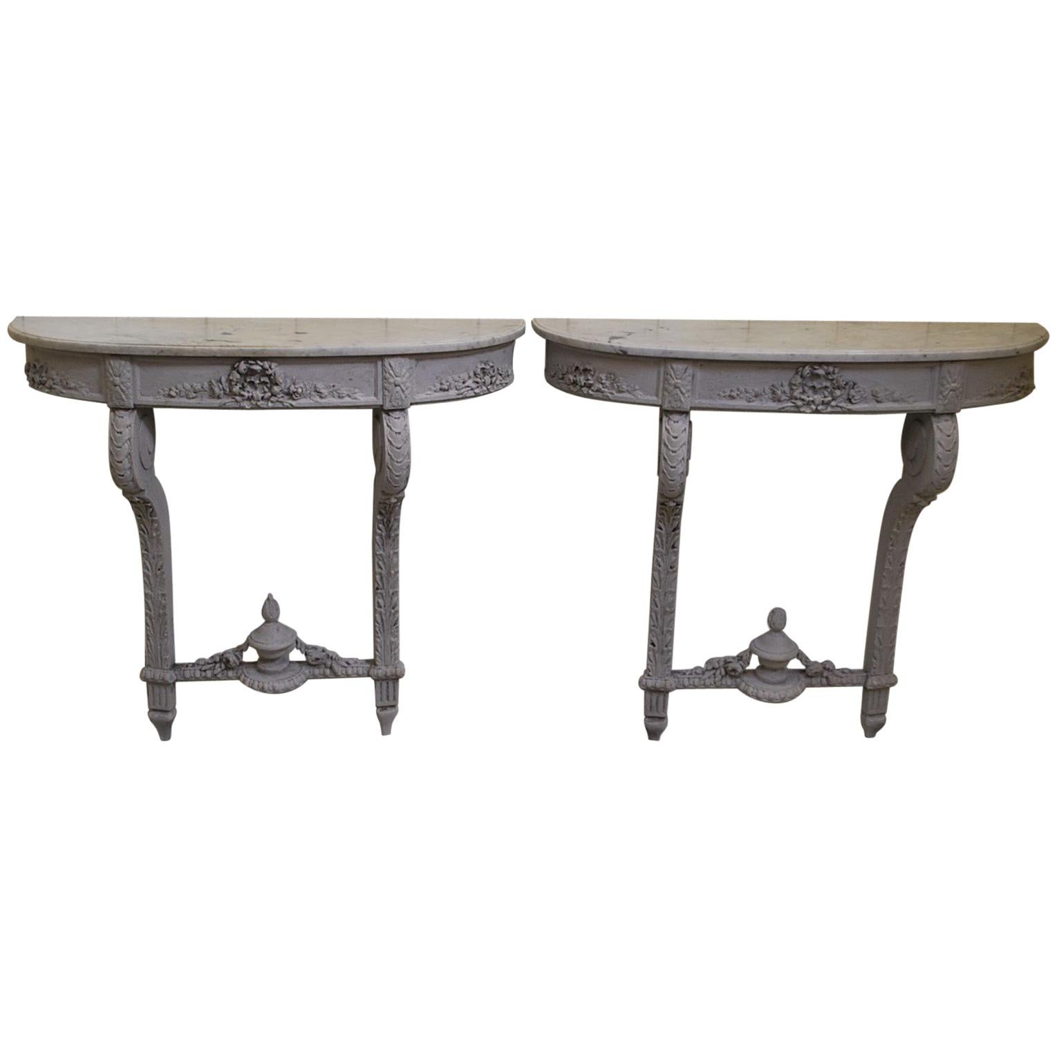 Pair of French Antique Console Tables or Pier Tables For Sale