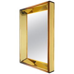 Magnifique miroir en verre jaune doré de Roberto Rida