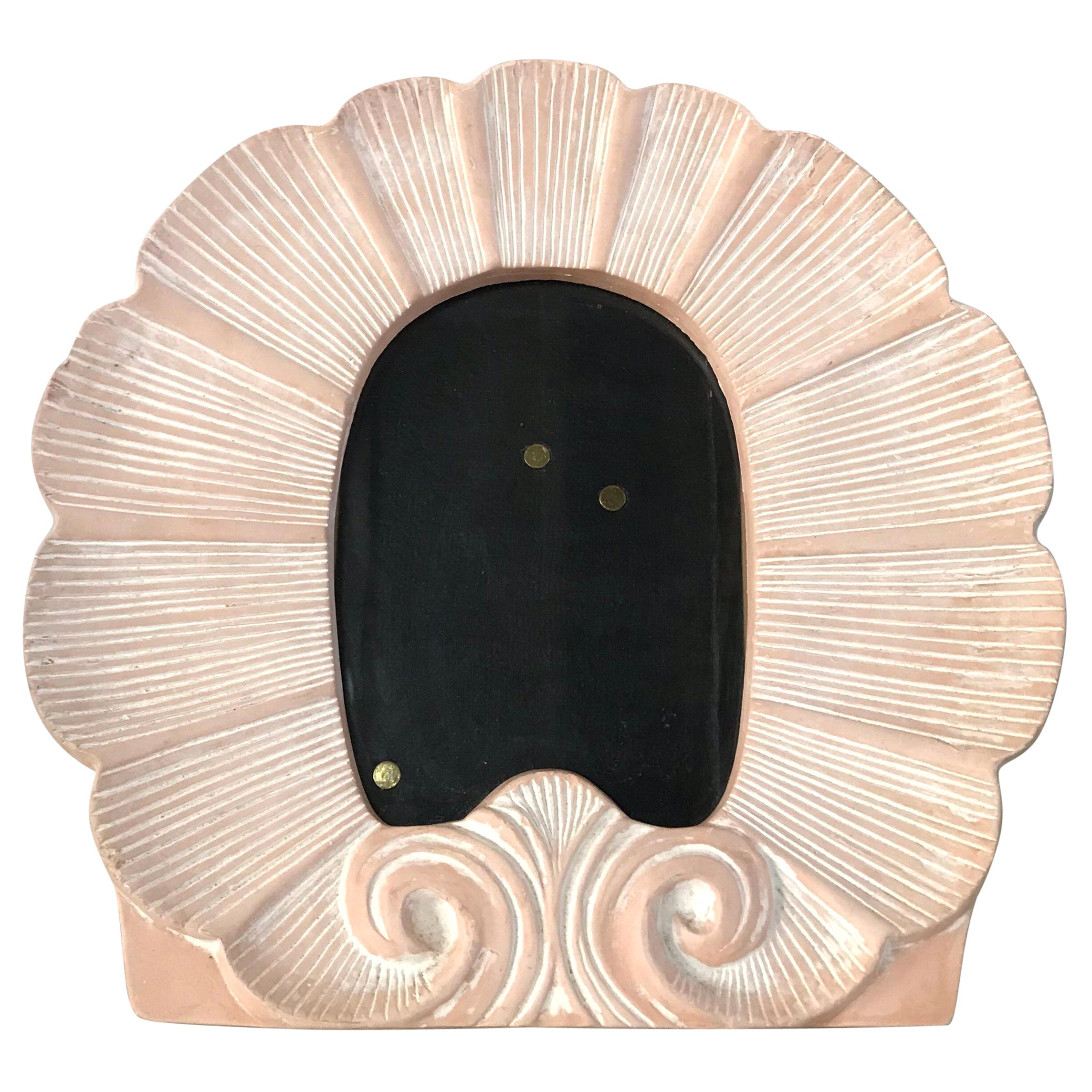 Terra Cotta Ceramic Shell Motif Picture or Photo Frame in Either Pink or Buff For Sale