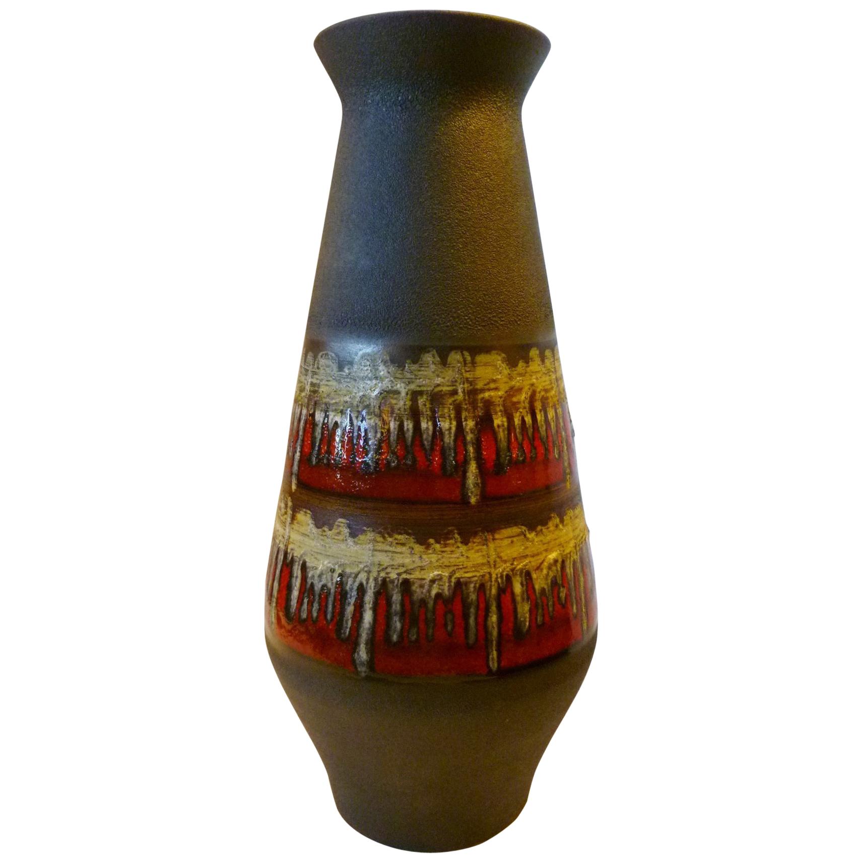 West Germany Modern Ceramic Tall Pebble Glaze Vase by Jasba in 1959