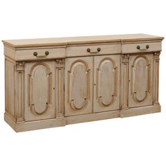 A Mid-20th C. 6 Ft Long Painted Wood Buffet Cabinet w/ Corinthian Column Accents