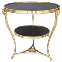 Italian Directorie Style Gilt Bronze Gueridon Table with Marble Top