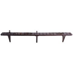 Antique Rustic Wood and Iron French Shelf-Style Wine Rack