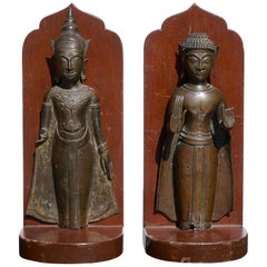 18th Century Ayutthaya Thai Bronze Buddha Bookends