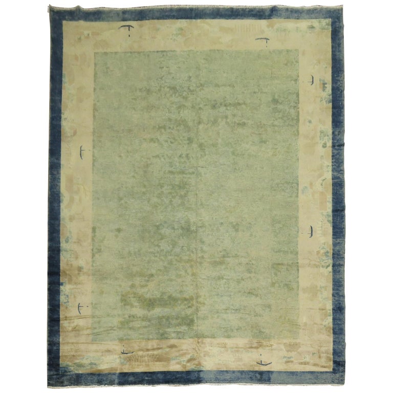 Pale Blue Antique Chinese Rug For Sale