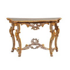 Exquisite 19th Century Italian Carved and Giltwood Console Table