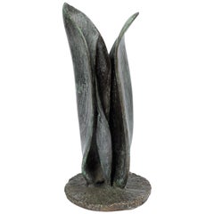 Tulip, Small Scale Cast Bronze Botanical Sculpture of an Emerging Spring Tulip