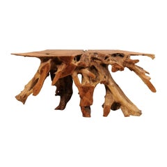 Polished Teak Root Wood Console