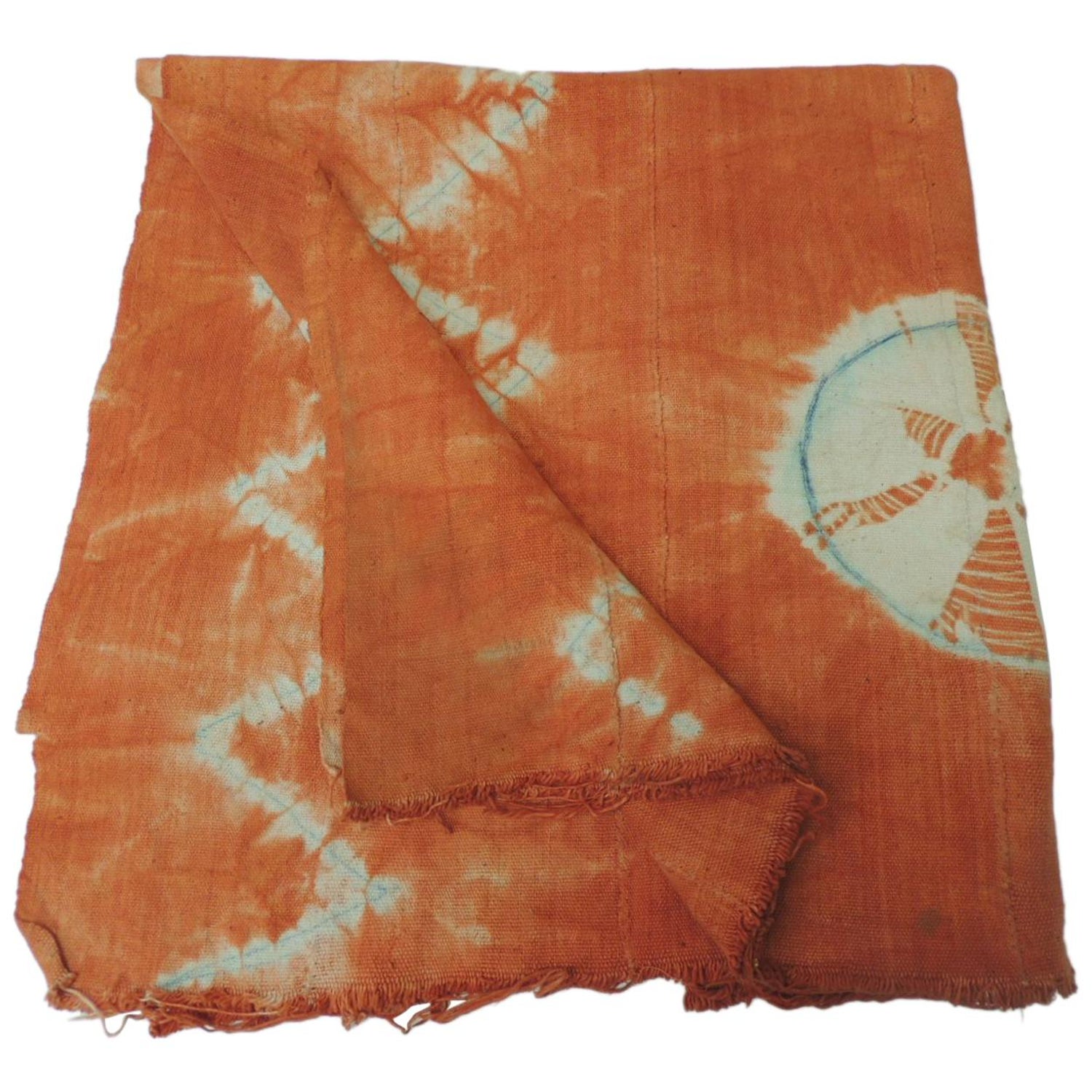 Vintage Orange African Tie-Dyed Reversible Yoruba Artisanal Cloth at 1stDibs