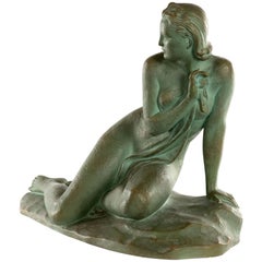 Sculpture en terre cuite d'un nu par Ugo Cipriani:: 1887-1930