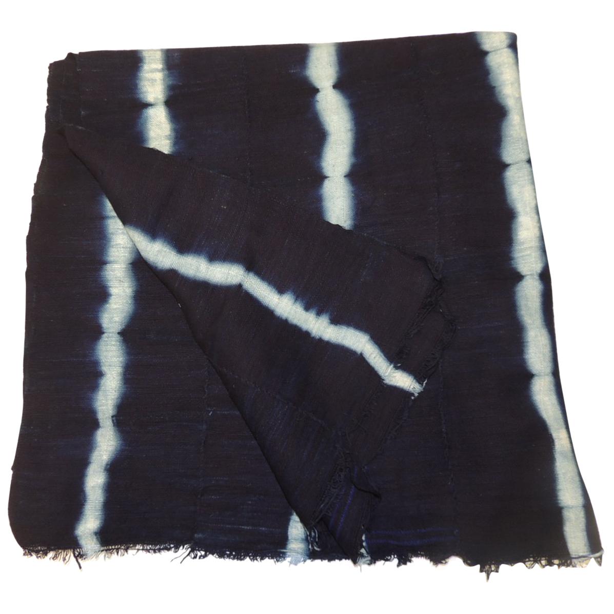 Vintage African Indigo Blue and White Cotton Wrap Blanket For Sale at ...