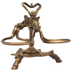 Brass Horse Inkwell with Hoofed Feet