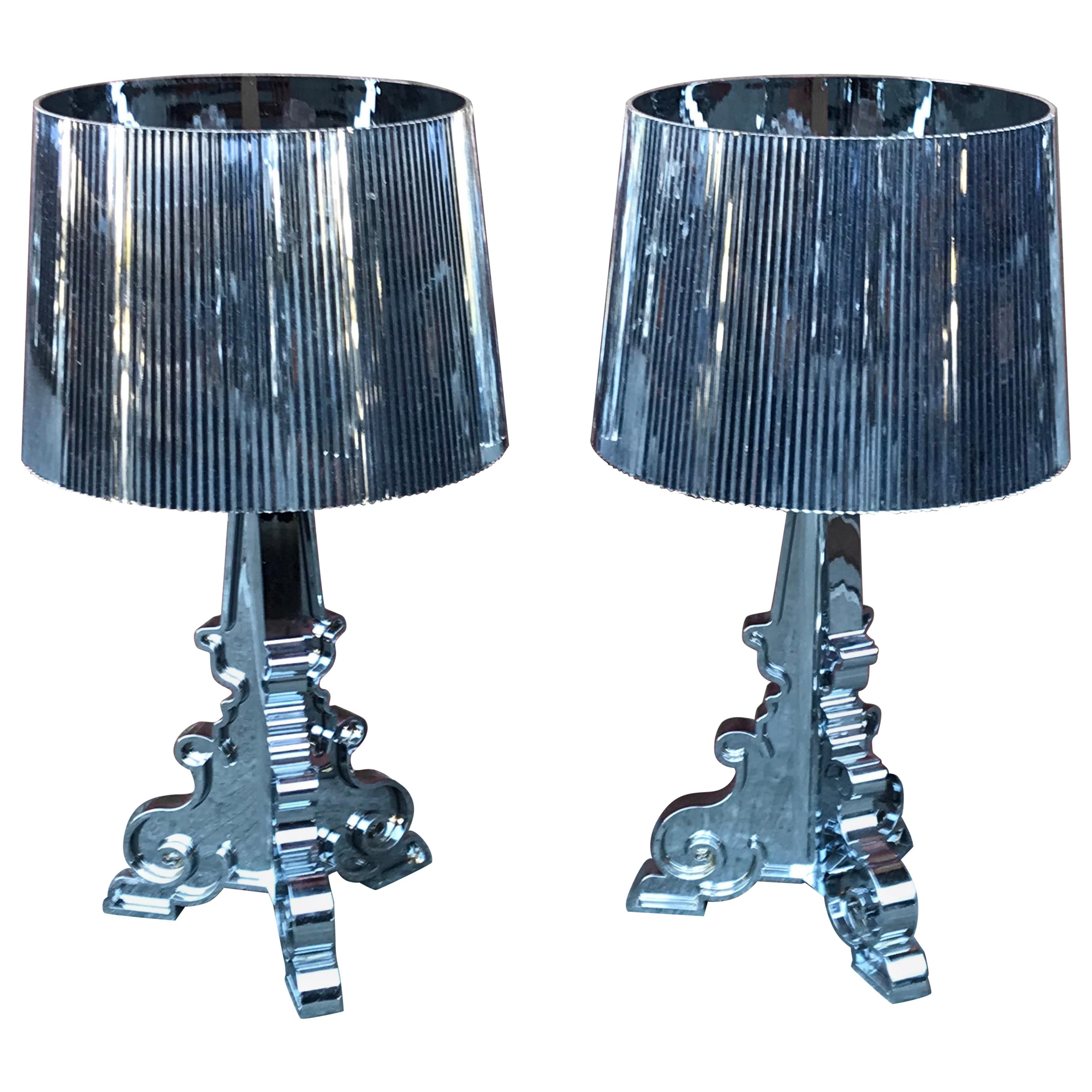 Pair of Silver Table Lamps by Ferruccio Laviani for Kartell, Late 20th Century