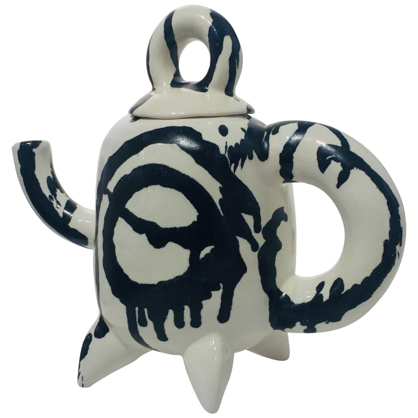 Ceramic Black Brushstroke Teapot
