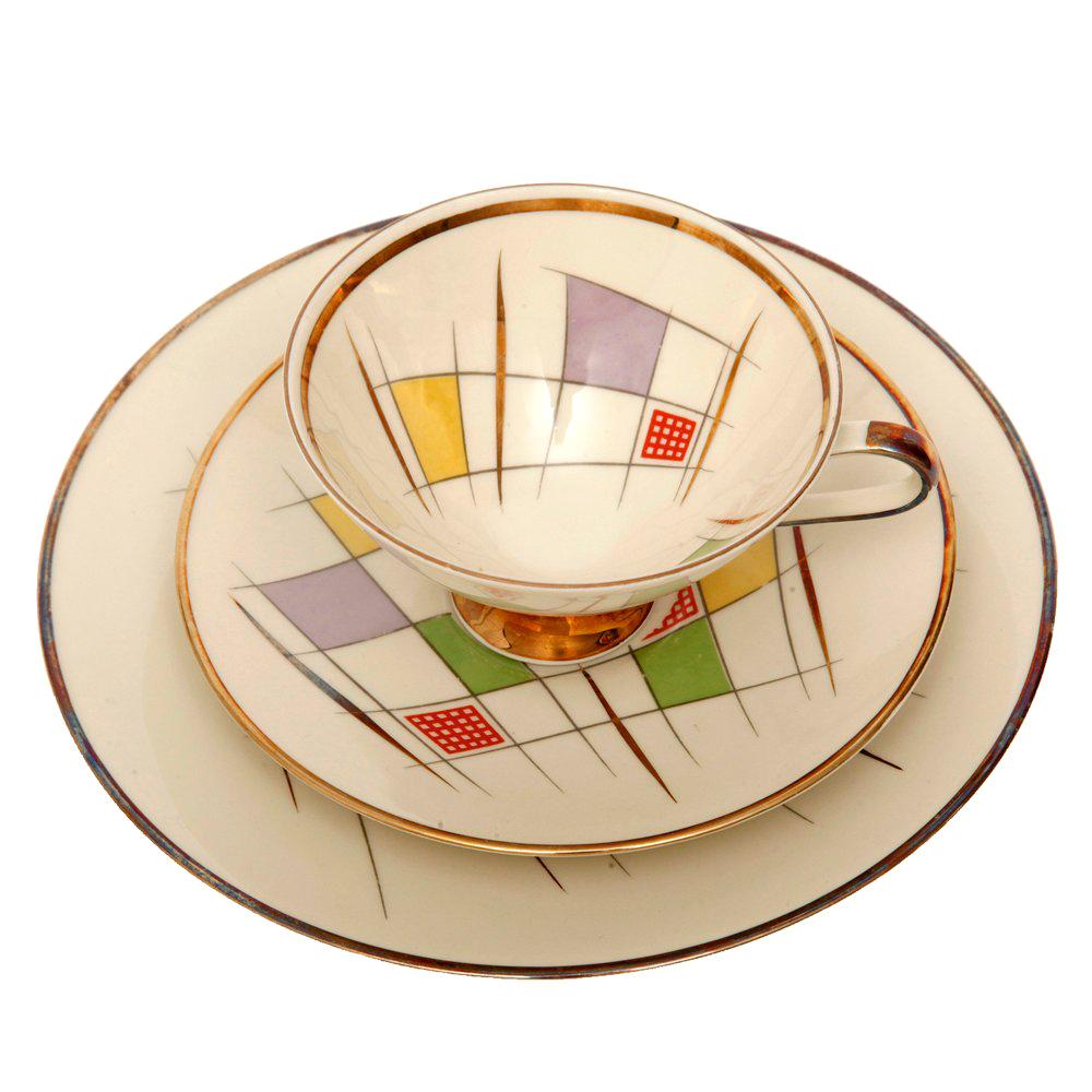 Colorful Porcelain Breakfast Set, Bavaria, Germany, Mid-Century Modern, 1950s