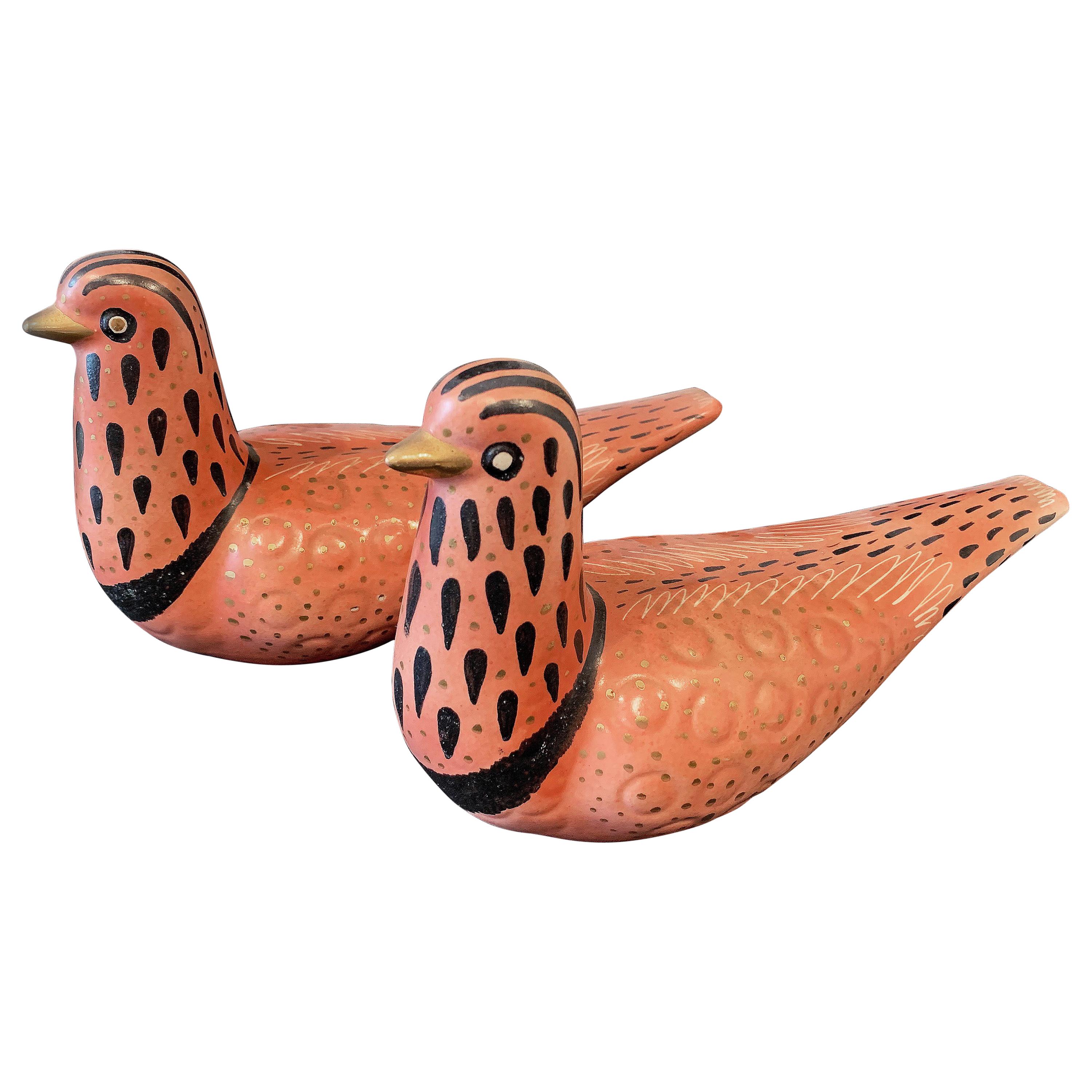 "Pink Doves, " Rare Pair of Midcentury Ceramic Sculptures by Waylande Gregory For Sale
