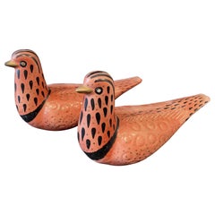 "Pink Doves, " Rare Pair of Midcentury Ceramic Sculptures by Waylande Gregory