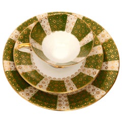 Green Porcelain Breakfast Set, Bavaria, Germany, Mid-Century Modern, 1950s