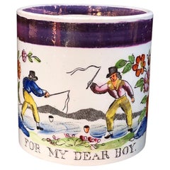 Antique Creamware Child’s Mug "FOR MY DEAR BOY" Tops, circa 1810