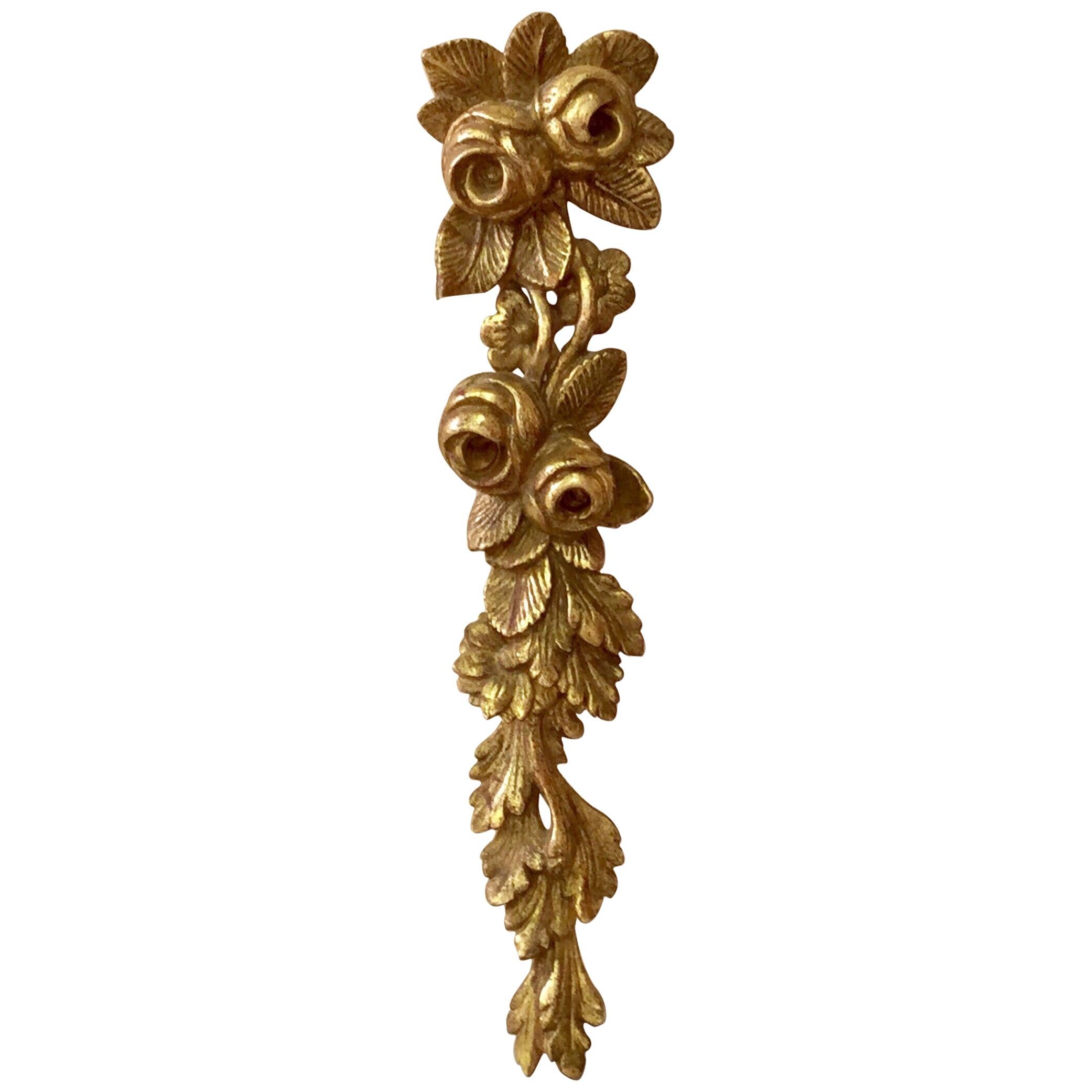 Architectural Gilded Wood Roses Garland, circa 1930