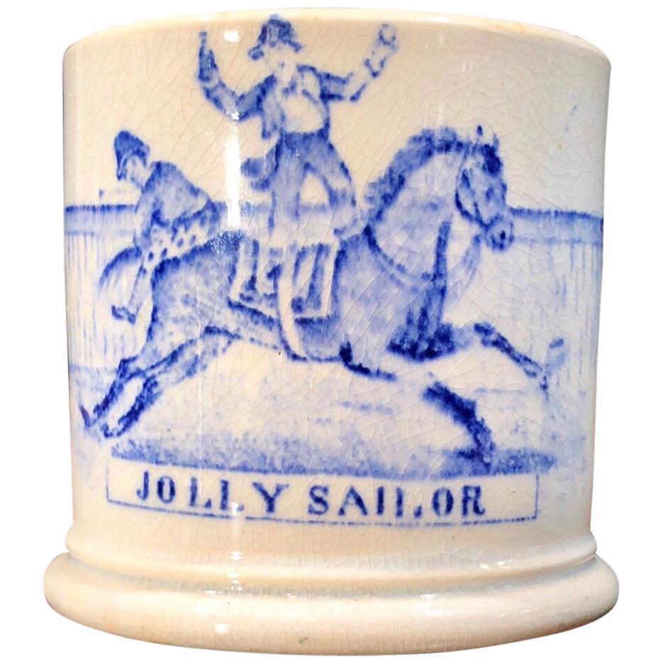 Staffordshire Pottery Child’s Mug, JOLLY SAILOR, circa 1850 For Sale