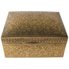 Indian Mughal Flower Engraved Brass Box