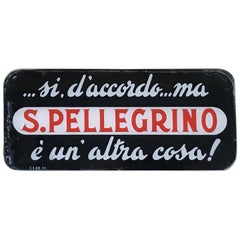 1950s Vintage Italian Chinotto San Pellegrino Glass Printed Advertising Sign