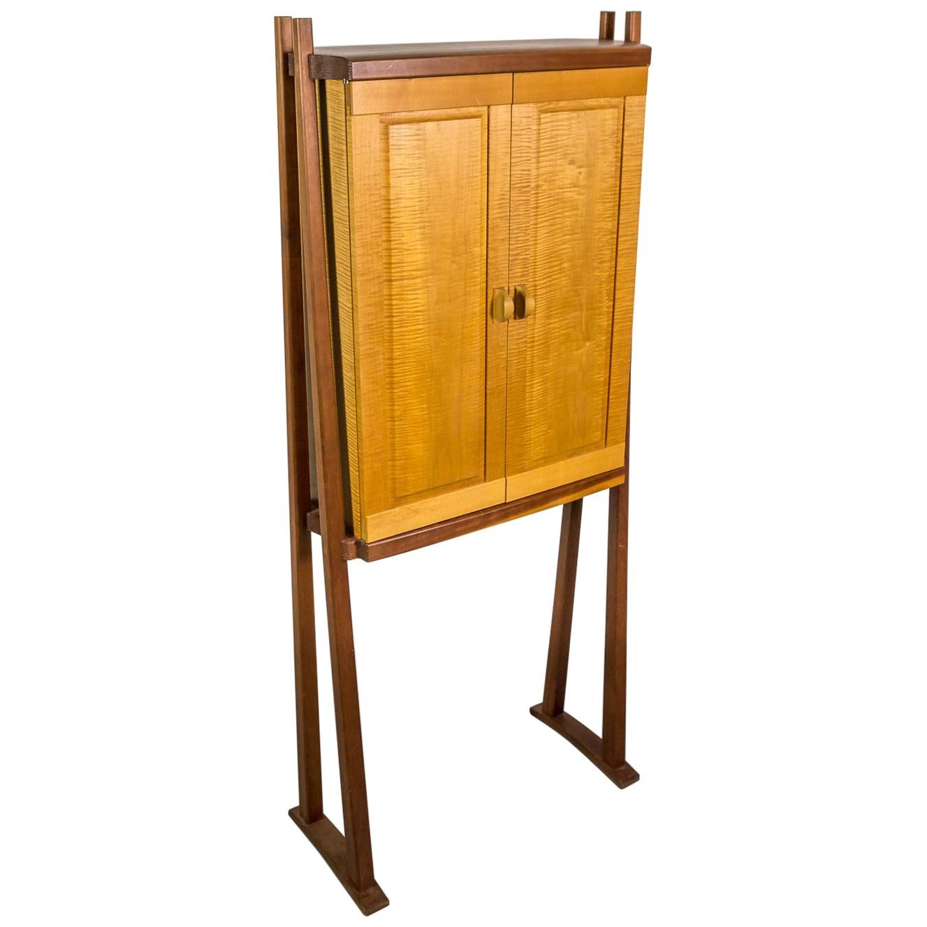 Studio Cabinet in Wood by American Craftsman Mike Bartell For Sale