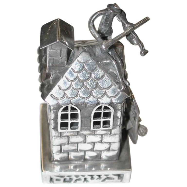Sterling Silver Spice Box Depicting “Fiddler on the Roof”