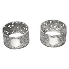 Pair of Antique Chinese Silver Dragon Napkin Rings, circa 1900