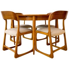 Retro French Chairs and Round Table by Baumann, 1960s