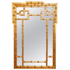 Chinese Chippendale Style Faux Bamboo Gilded Mirror