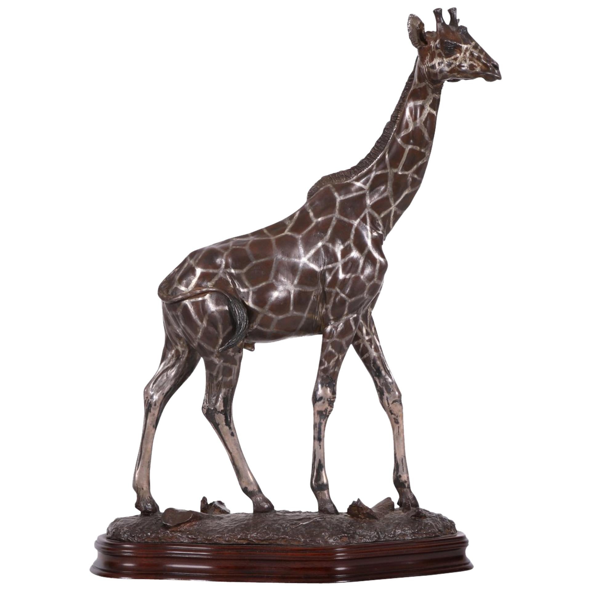 Limited Edition Sterling Silver Giraffe Sculpture by Tim Nicklin