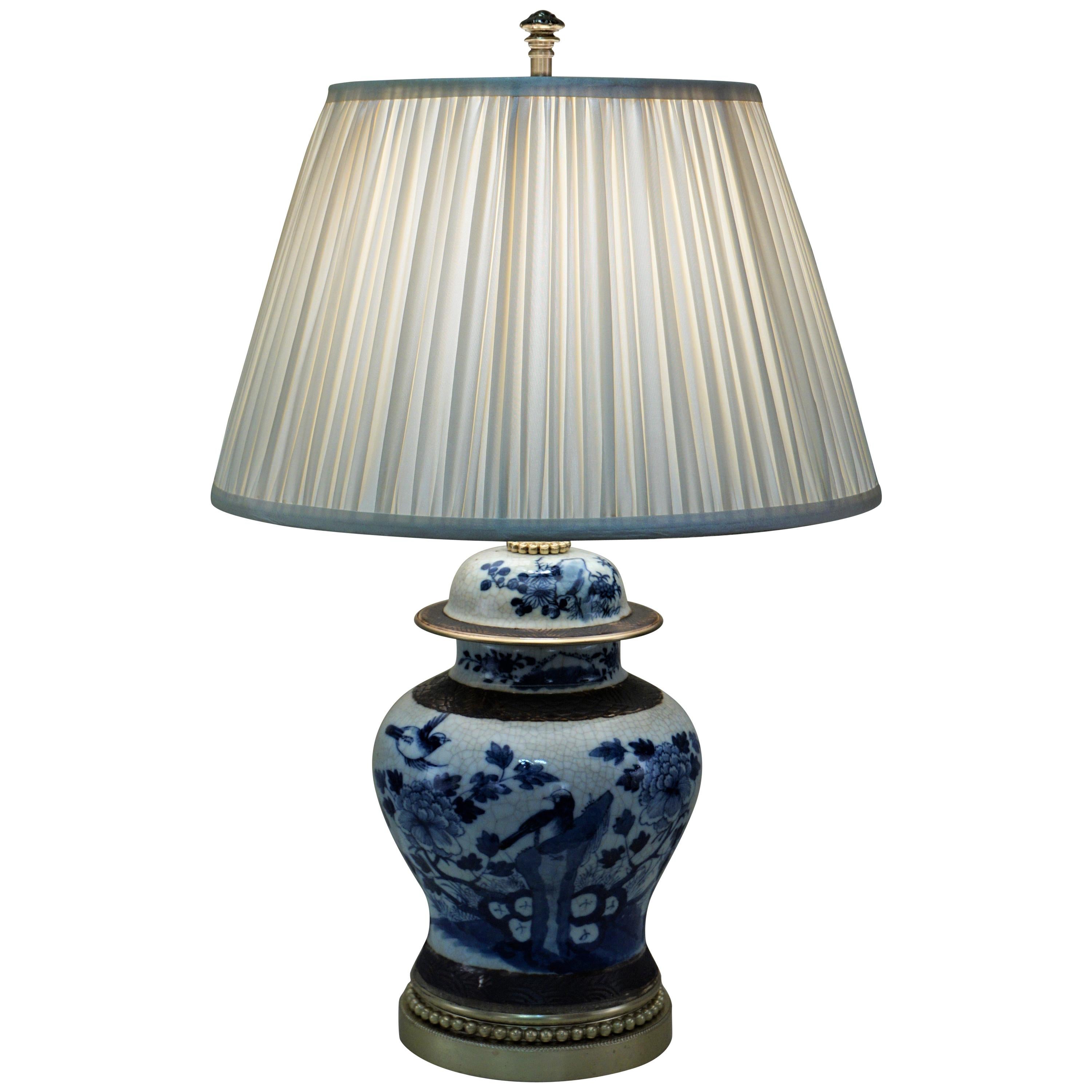 Early 20th Century Chinese Blue and White Porcelain Table Lamp