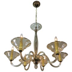 Vintage 1970s Champagne Colored Murano Glass Chandelier
