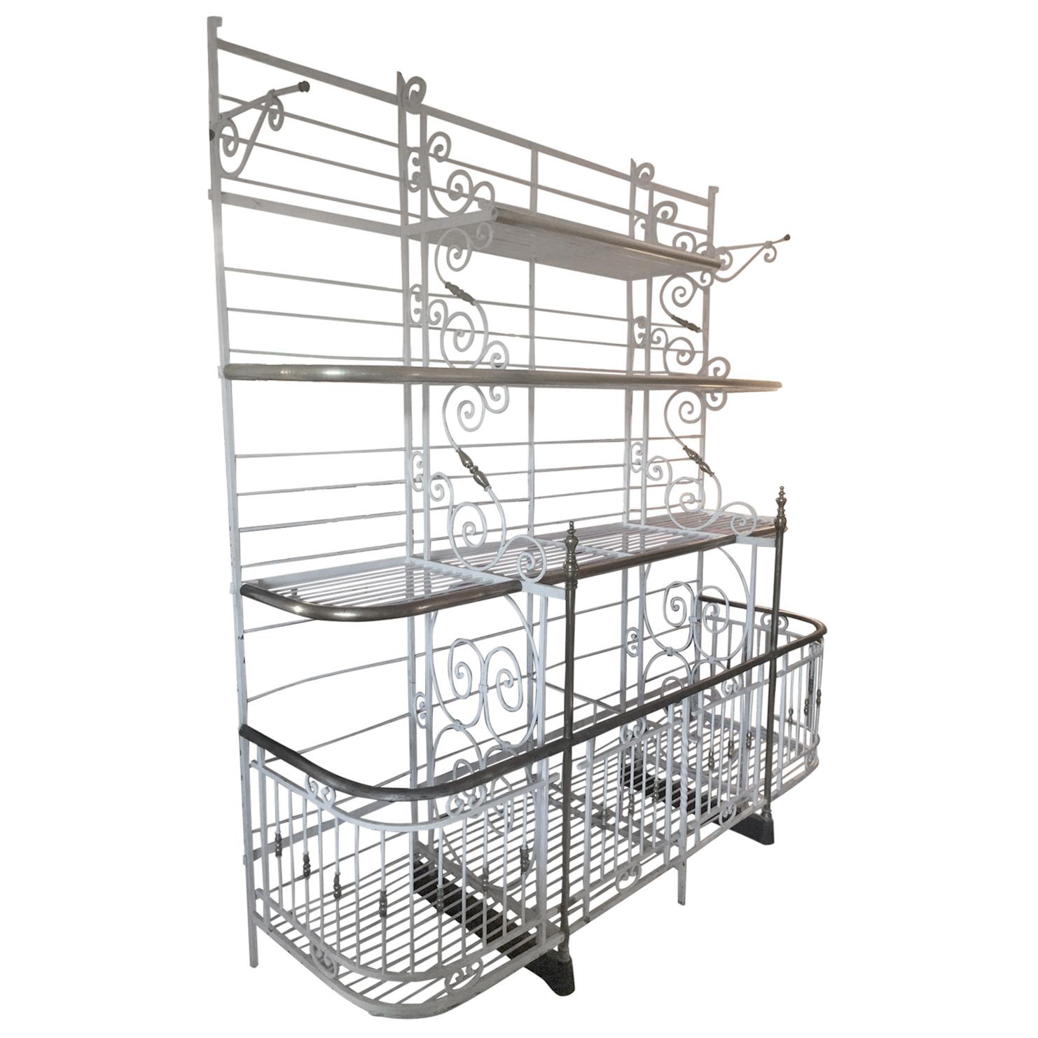 20th Century, French Wrought Iron and Gilted Brass Baker's Rack, 1920s